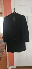 Vintage Richman Brothers Coat Black 100% Cashmere Overcoat 44R