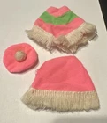 Vintage 1960s/1970’s Barbie Doll Sized Fringe Poncho Skirt And Hat