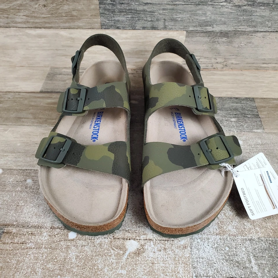 Sandalias Birkenstock Milano BS para hombre talla 13 cuero verde camuflaje parte superior baja punta redonda Foto 2 de 4