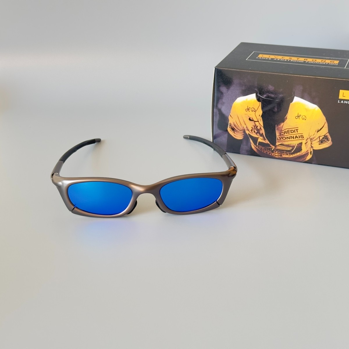 Oakley Mag four Sunglasses Blue Lenses/Magnesium Four Frame | eBay