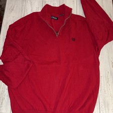 CHAPS Mens Red 1/4 Zip 100 Cotton Sweater Medium