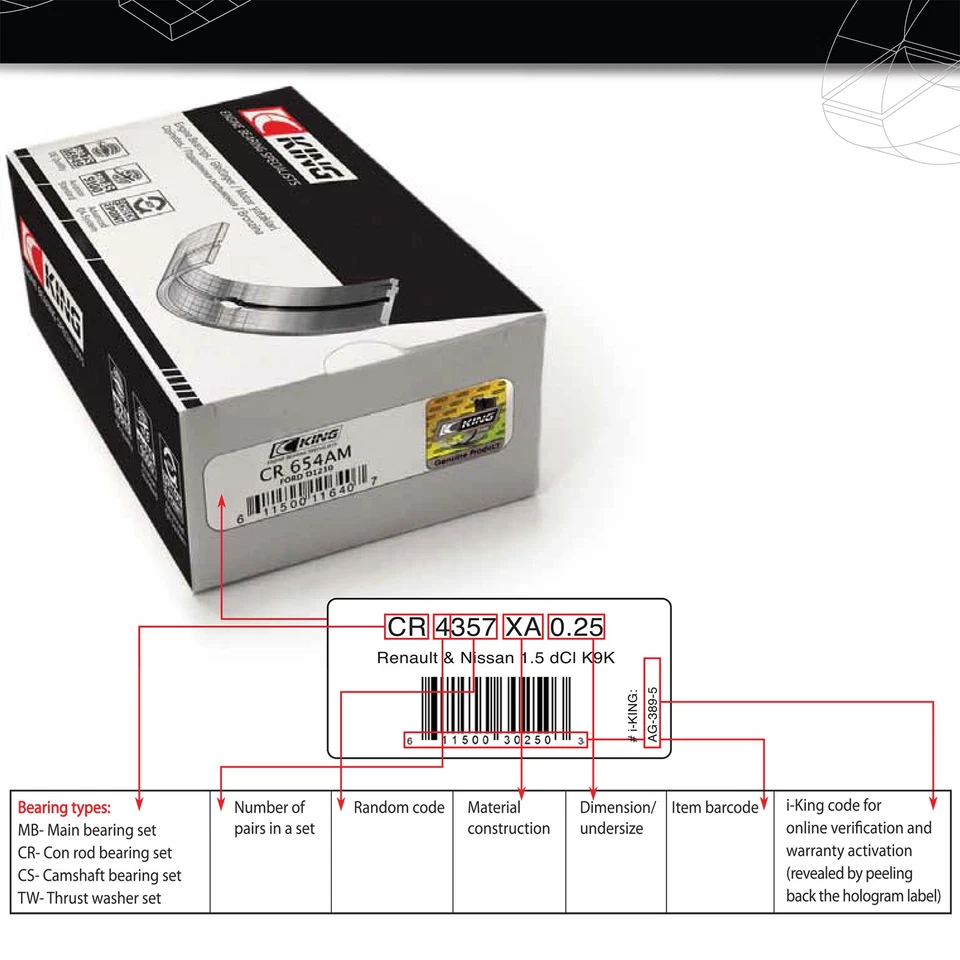 Rod bearings 0.50 for BMW N52 N53 130i 323i 325i 328i 525i 528i X5 3.0si 2004-13 - Image 2 of 4