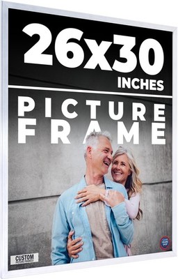 26x30 Frame Silver Real Wood Picture Frame Width 0.75 inches | Interior Frame De