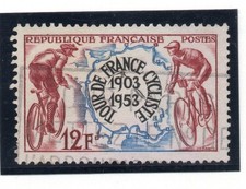 PHOTO CONTRACTUELLE / TIMBRE FRANCE OBLITERE N° 855 TOUR DE FRANCE CYCLISTE 1953