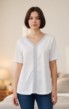 AproductZ women's blouse, top, shirt, summer blouse white-silver size 42 New