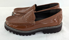 Donald Pliner Women's Smooth Patent Slip On Loafers Warm Caramel Brown 6M