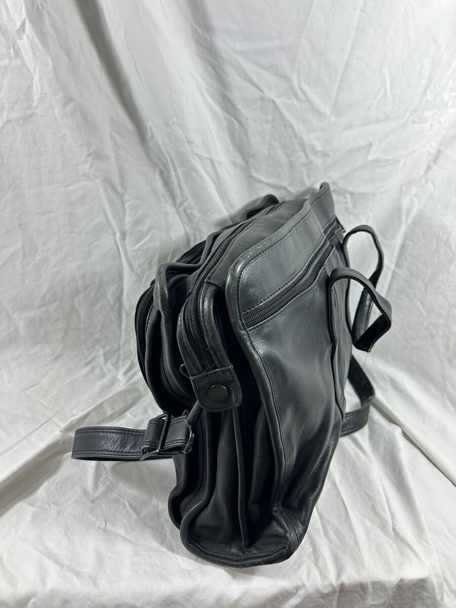 Vintage TUMI black nappa leather multi pocket briefcase