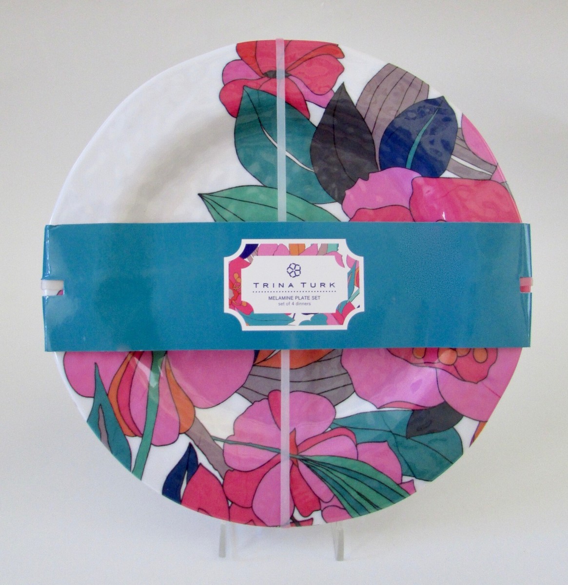 Trina Turk Floral Fuchsia Hibiscus Melamine 11