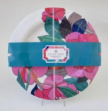 Trina Turk Floral  Fuchsia Hibiscus Melamine 11" Dinner Plates Set 4 