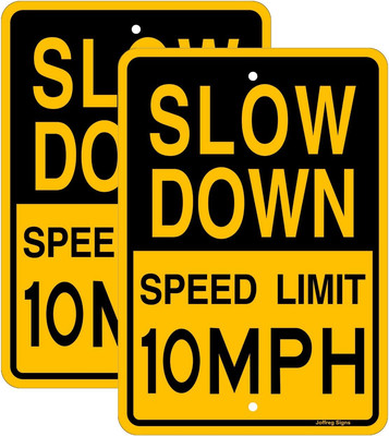 Slow down Speed Limit 10 MPH Sign,17 X12 Inches,Reflective Aluminum (2 Pack)