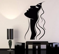 Vinyl Wall Decal Girl Long Hair Beauty Salon Hairdresser Stickers (1131ig)