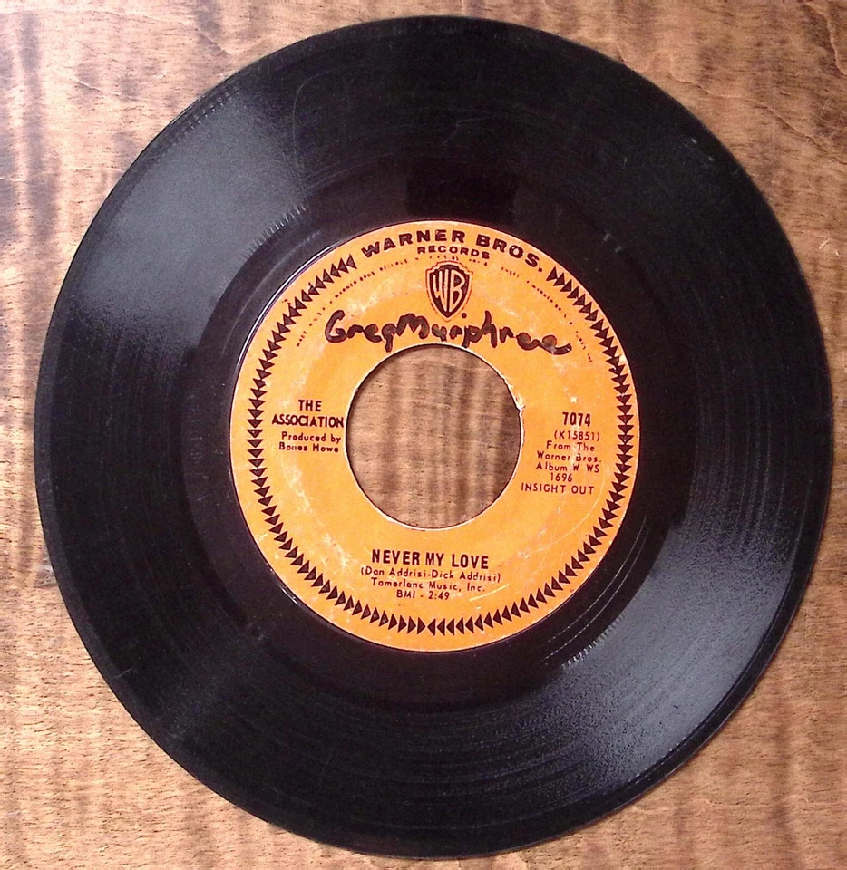 THE ASSOCIATION REQUIEM FOR THE MASSES/NEVER MY LOVE WARNER BROS VINYL 45 54-187 - Image 3 of 3
