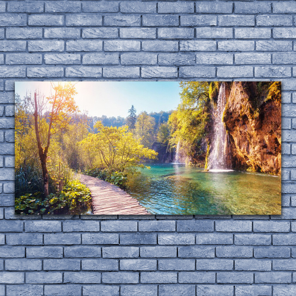 Tableau sur verre 140x70 Pont rocheux | Solution pour agrandir visuellement un salon