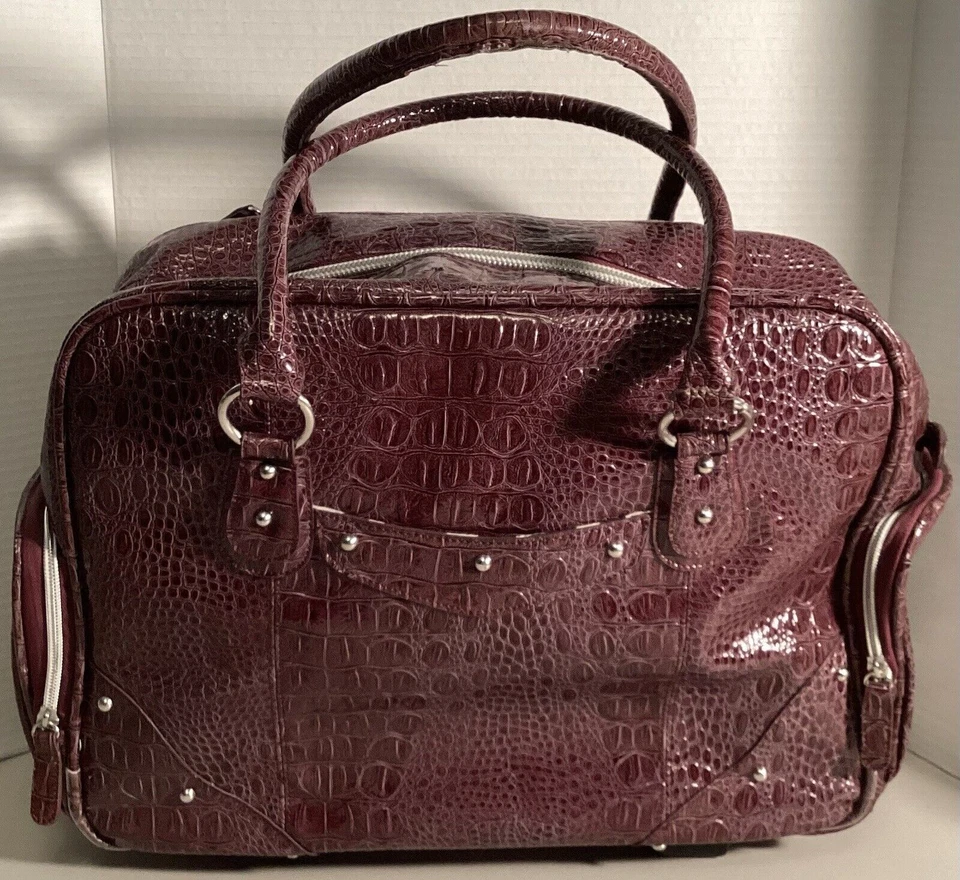 Estuche con ruedas para computadora portátil bolsa de negocios maleta con asa de ruedas estampado de cocodrilo cebra Foto 2 de 4