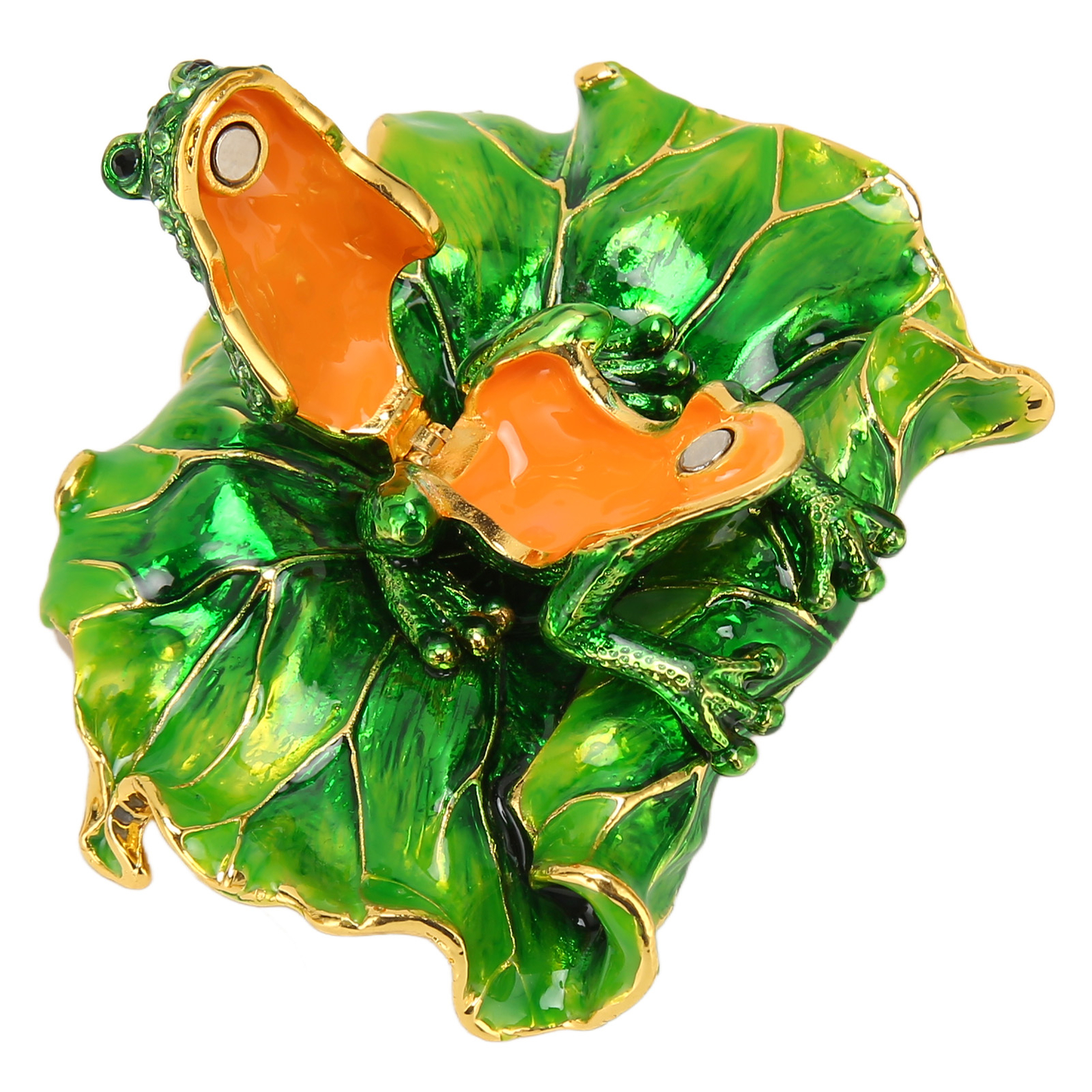 Airshi Leaf Jewelry Box Hand Painted Vivid Metal Jewelry Organizer With