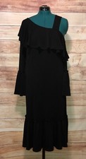 Rachel Roy Womens Dress Size 0X Black Bell Sleeves Below The Knee NWT $129 LBB76
