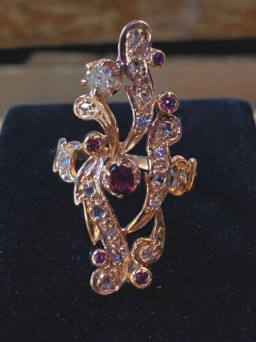 Authentic Antique Victorian Rose Gold 19-Diamonds 