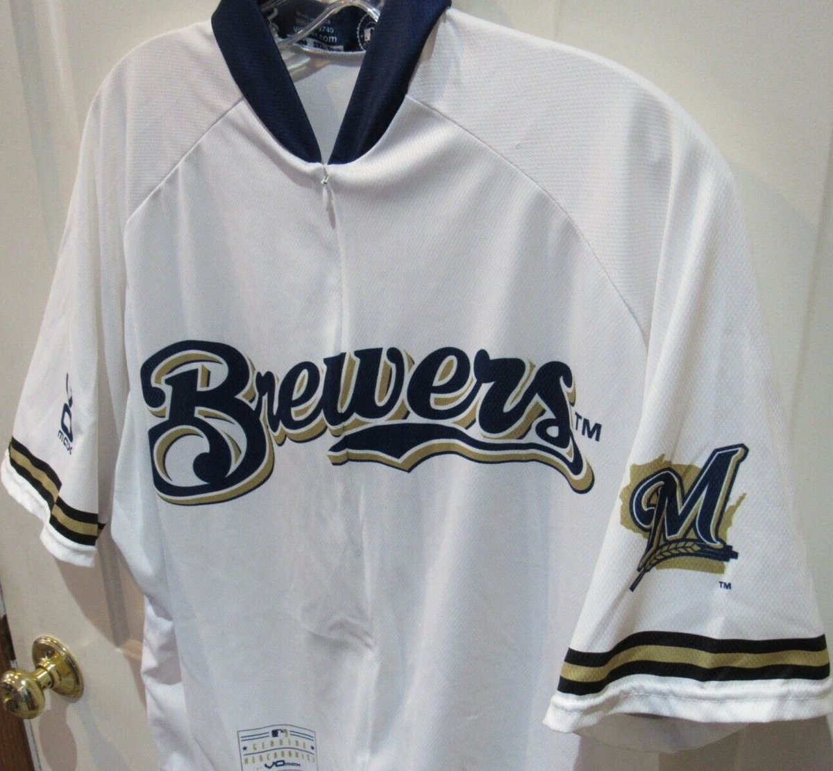 MILWAUKEE BREWERS Men's Cycling Jersey - adult size 3XL VGC MLB Baseball  white