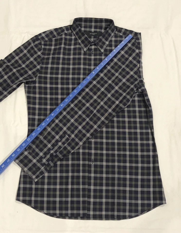 GIVENCHY PARIS 男式 16-41 长袖格子纽扣正装衬衫 — 第 4/4 张图片