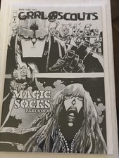 Image of GRRL SCOUTS MAGIC SOCKS #6 JIM MAHFOOD WALKING DEAD 158 TRIBUTE COVER b&w sketch