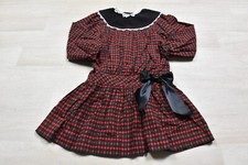 Vintage Bryan Drop Waist Girls Dress Size 6 Christmas Plaid 1980's Pattern bow