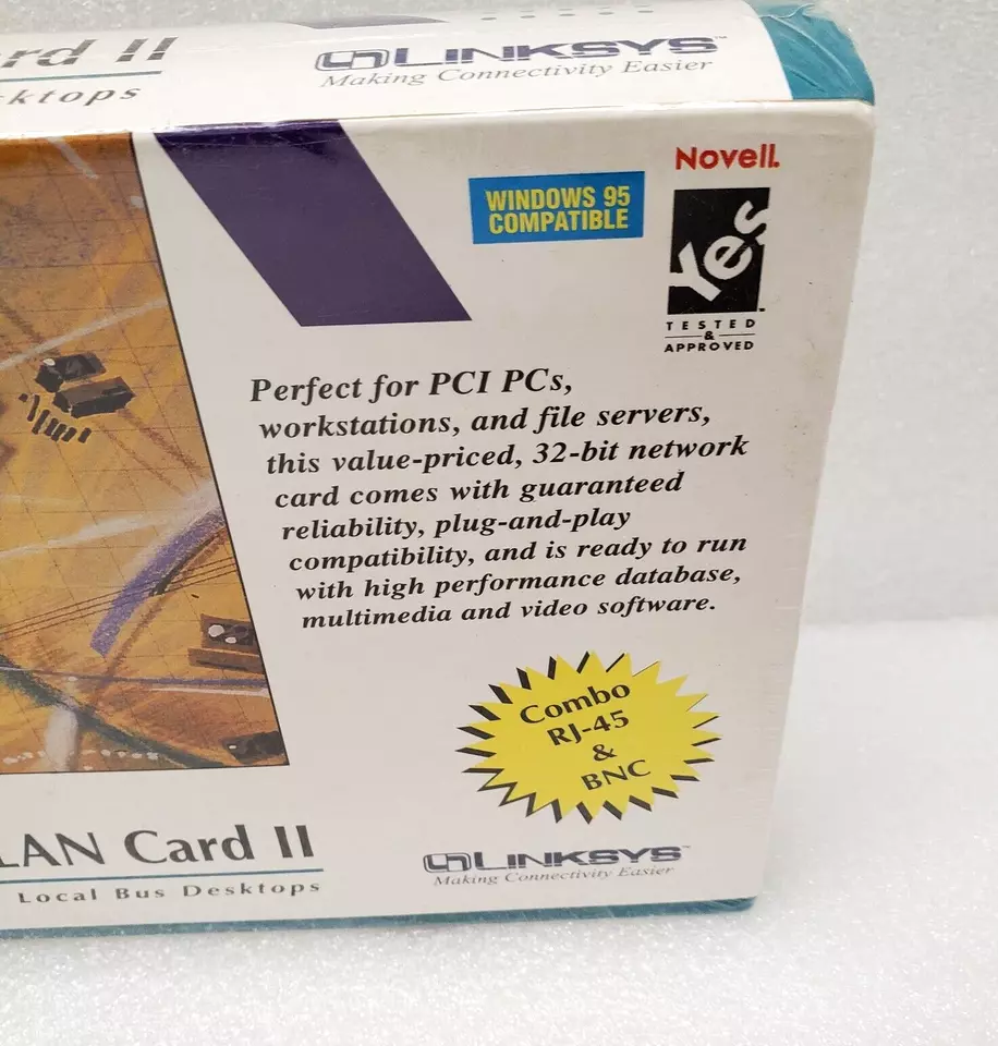 Linksys Combo EtherPCI LAN Card II, RJ45 and BNC Combo LNEPC12 NEW SEALED - Image 3 of 4