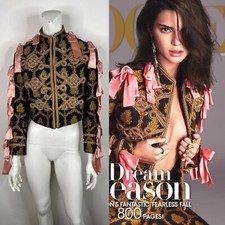 Vtg GUCCI AW2016 GOLD BROCADE PINK BOW SEPTEM...