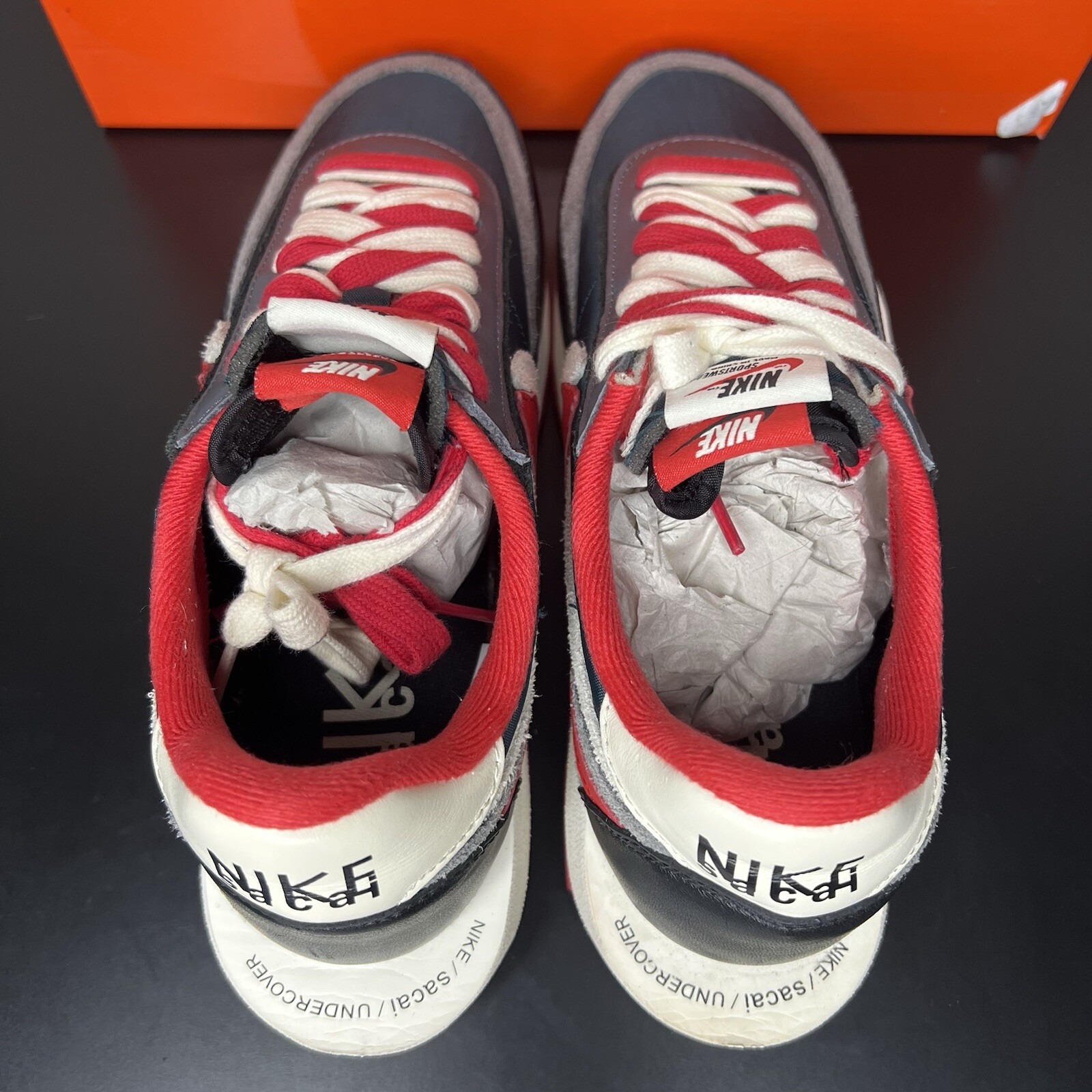 SACAI X NIKE Taglia 8 5 Nike sacai x Undercover x LDWaffle Midnight Spruce University Rosso