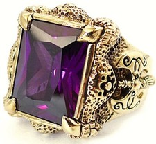 DRAGON CZ CLAW AXE GOLD BRASS MEN'S RING