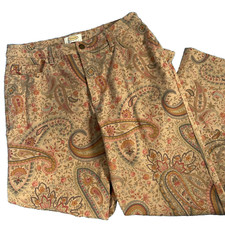 Talbots Petites Women's Paisley Print Button Stretch Pants Size 8P, Feels Soft