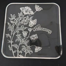 Vintage Silver City 25th Anniversity Plate Cake Dish Silver Inlay 12"