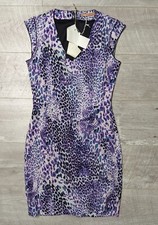 Womens Navy Panthera Print Tie Waist Midi Evening Casual Dress evening