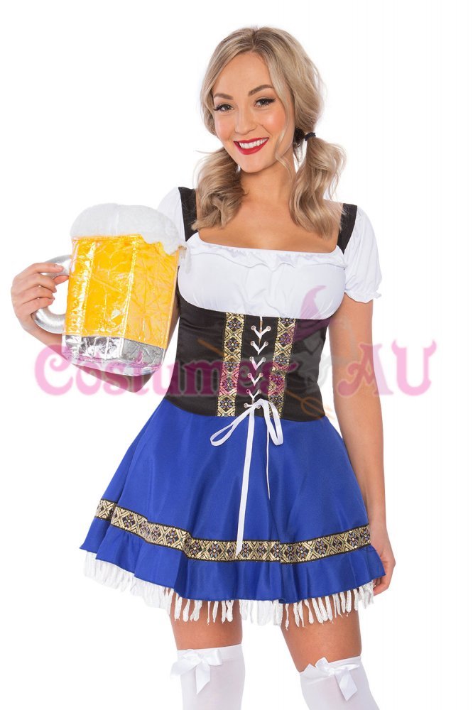 Oktoberfest Party Costume Women's Oktoberfest Beer Maid Costume - Gretchen German Wench Fancy Dress With Tags Beer Maid Fancy Dress
