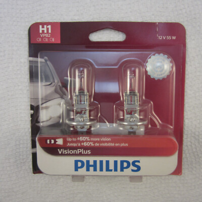 Philips H1VPB2 VisionPlus Upgrade Headlight Bulb 12V 55W 2 Pack.
