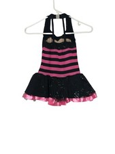 A Wish Come True Dance Costume Dress Tutu Pink Black MC Sequins Leotard Shorts