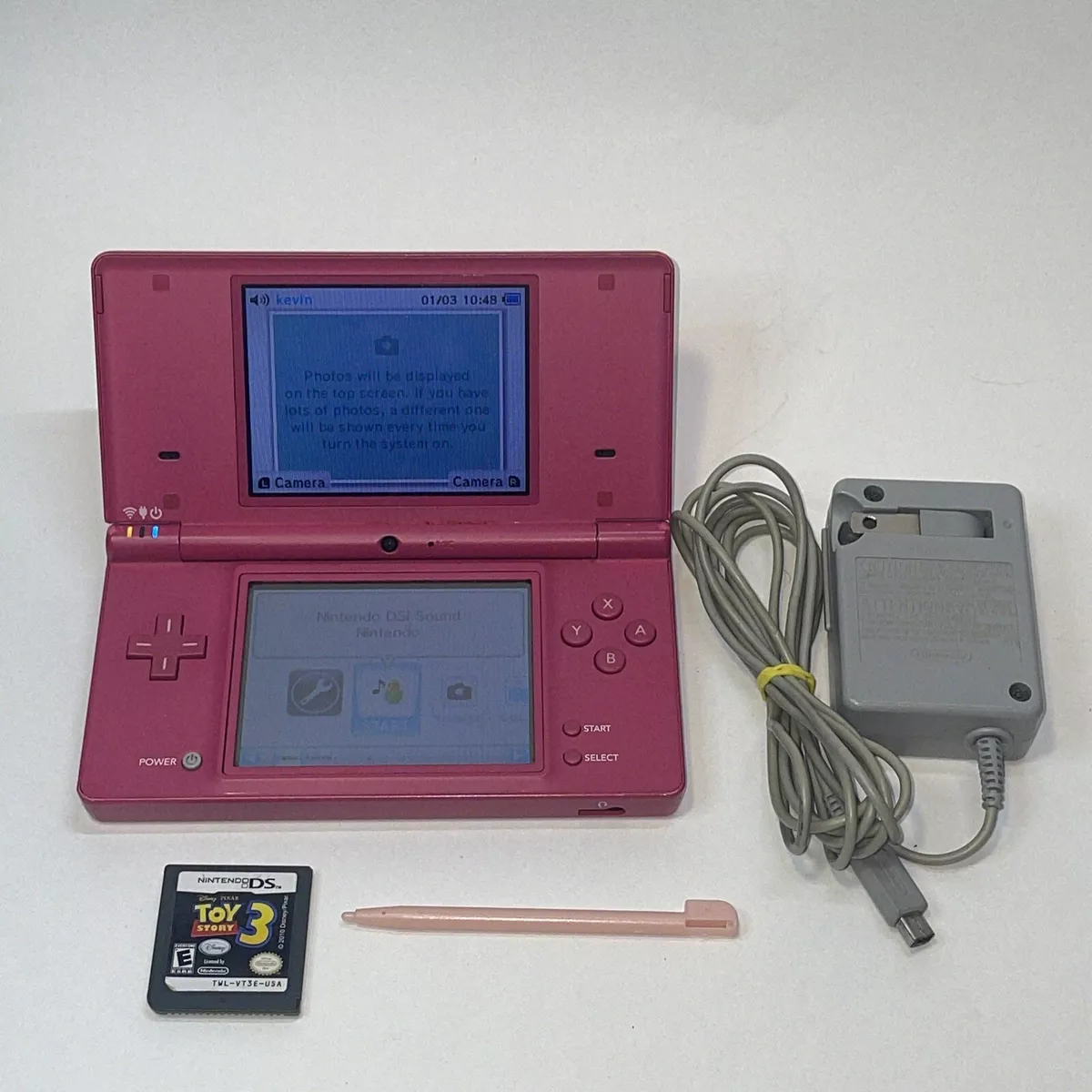 Nintendo DS DSi TWL-001 Handheld Console Pink W/ Toy Story 3 & Charger  “READ”