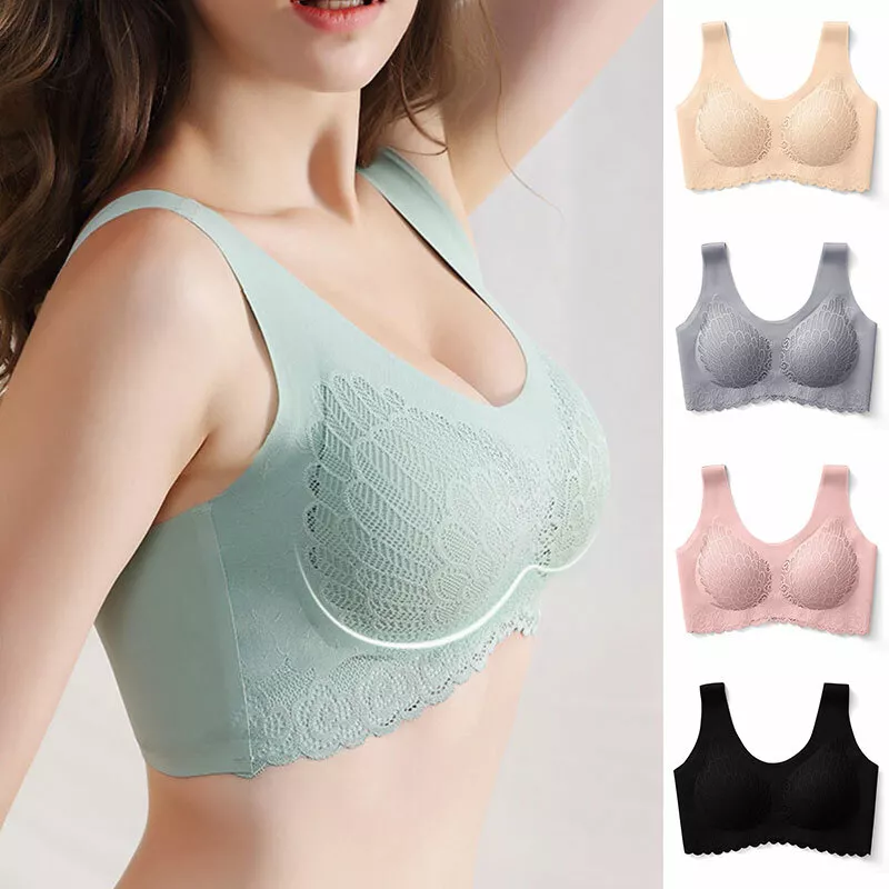 Women 5D Contour Push Up Wireless Bra Seamless Lace Sports Bras Lift  Underwear