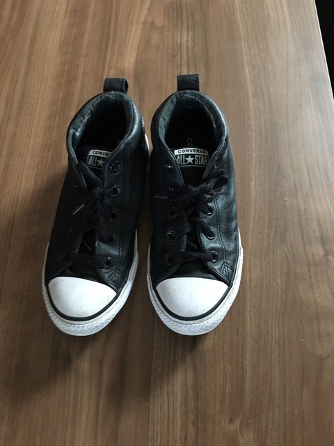black leather converse junior size 4