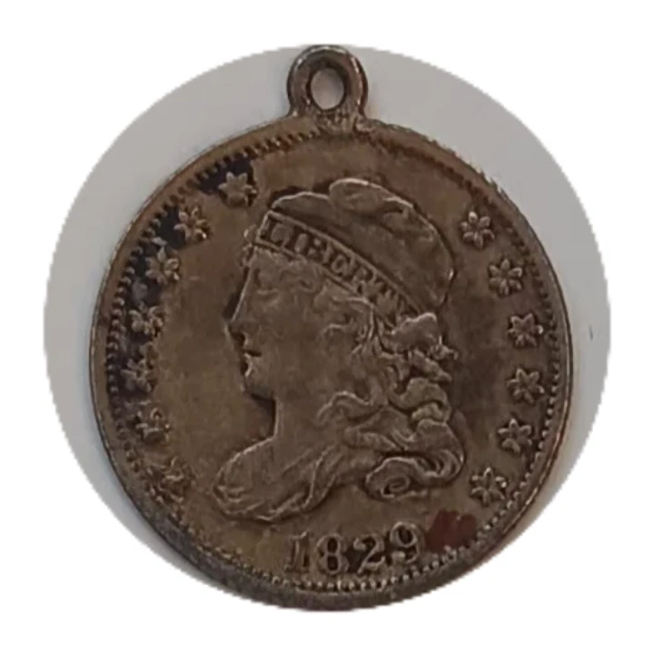 Love Token - Navidad '93 (1893) - Busto tapado 1829 90% plata media moneda de diez centavos en muy buen estado Foto 2 de 4