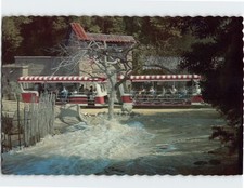 Postcard Flash flood roars down hill towards GlamorTram, Universal Studios, CA