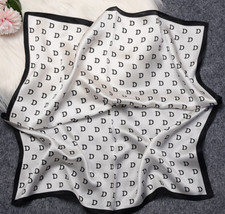 100 Silk Mulberry Wrap Shawl Square Letter D Print Bandanna Scarf 53X53cm new