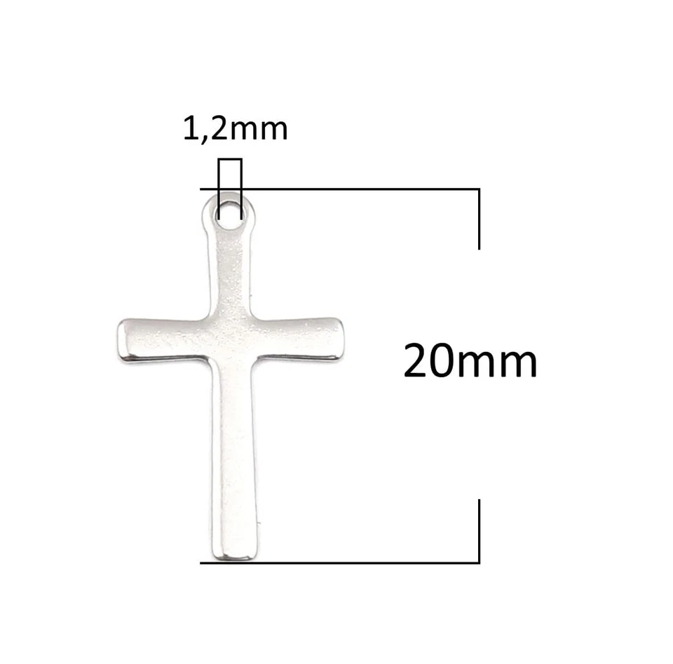 Collana con Croce 20x12mm in Acciaio inox catena argento ciondolo da Uomo Donna - Immagine 4 di 4