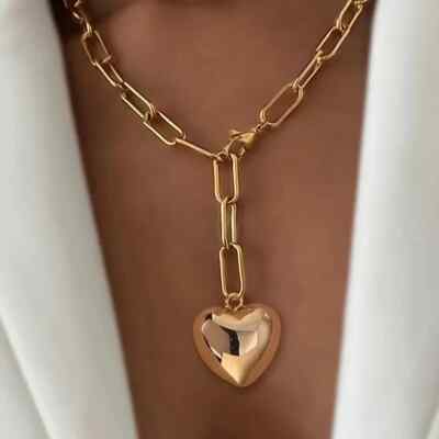 Fashion 18K Gold Plated Heart-Shaped Pendant Necklace - Y-Necklace Women Gift