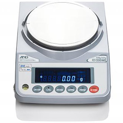 A&D Weighing FZ-1200iWP Internal Cal Waterproof Toploading Balance, 1220g, 115V