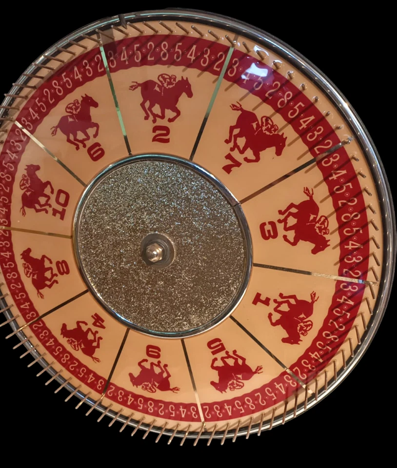 ROULETTE CHEVAUX USA vers 1960 / art forain jeu de bar machine a sous - Photo 2/2