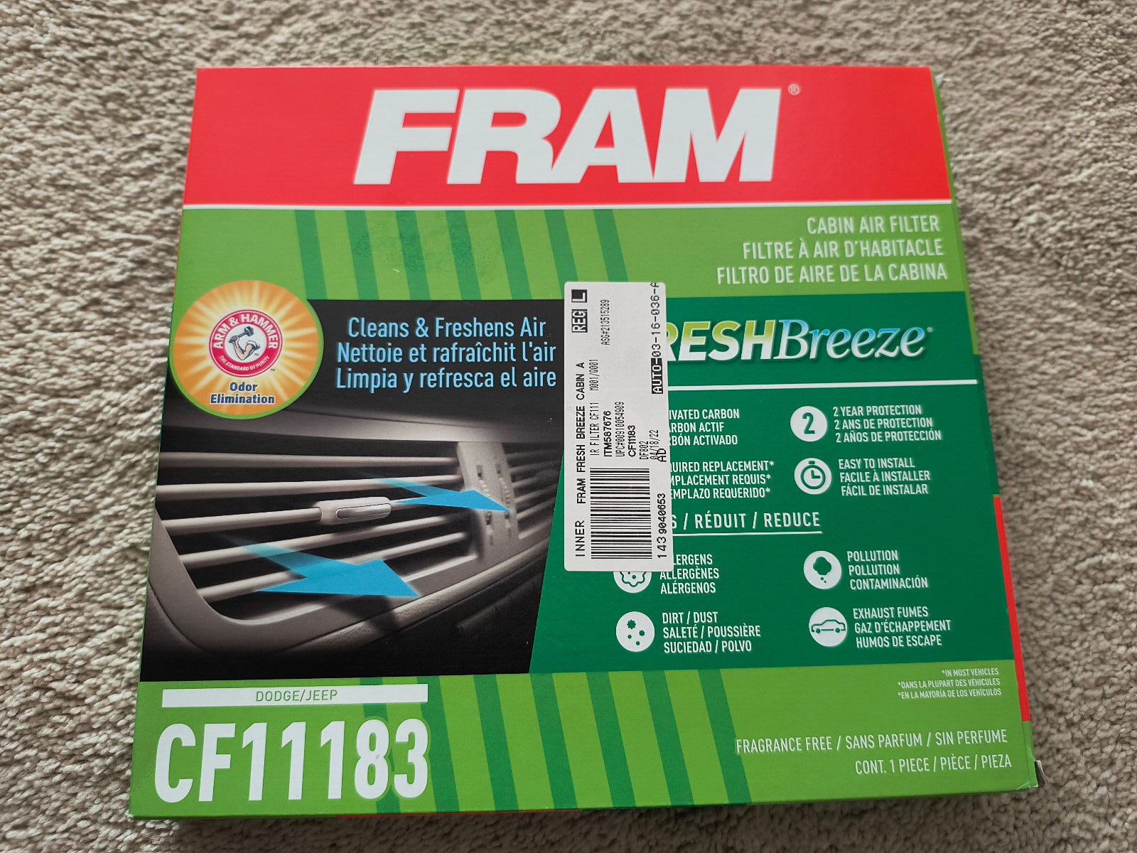 FRAM Fresh Breeze Cabin Air Filter CF11183