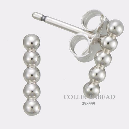 Authentic Pandora Sterling Silver Row of Beads Stud Earrings 298359 eBay