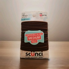 Scunci Brown Medium Hold Comfortable all day, 1 Pack 18 Pcs Unopened, New