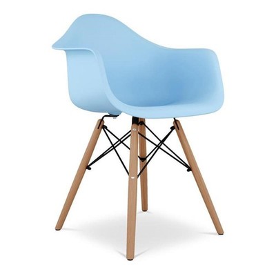 Aron Living Pyramid 17.5'' Plastic and Beech Wood Armchair in Blue