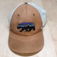 Patagonia Fitz Roy Bear Trucker Hat Adult Unisex OSFA Orange White Mesh Snapback